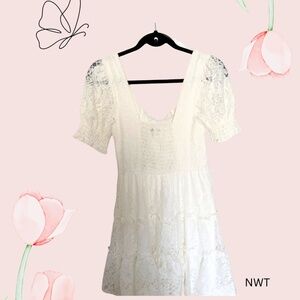 Xtraordinary White Lace Tiered Mini Dress - Junior size XS